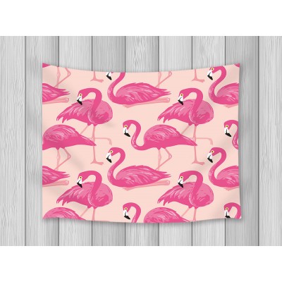 Red Flamingo Wild Animal Decor Pink Wall Hanging White Tapestry Smooth Supple   253143440028